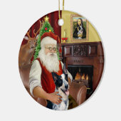 サンタのオーストラリア牛の犬#1 セラミックオーナメント (左)