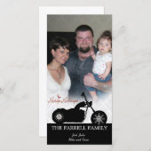 サンタのオートバイ及び雪片の休日の写真カード シーズンカード (正面/裏面)