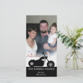 サンタのオートバイ及び雪片の休日の写真カード シーズンカード (スタンド正面)