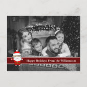 サンタのオートブラックとホワイトのクリスマスフォト ポストカード (正面)