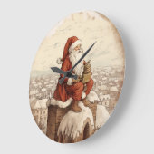 サンタのカウントダウン – ヴィンテージクリスマスチムニー ラージ壁時計 (傾斜)