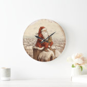 サンタのカウントダウン – ヴィンテージクリスマスチムニー ラージ壁時計 (ホーム)