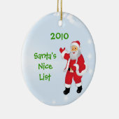 サンタのカスタマイズ可能な年のニースのリストのオーナメント セラミックオーナメント (右)