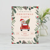 サンタのカークリスマスパーティー招待状 招待状 (スタンド正面)