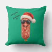 サンタのキスをするサラミのクリスマス クッション (正面)
