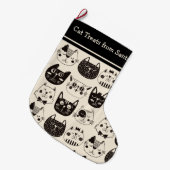 サンタのキャットトリート ラージクリスマスストッキング (正面 (吊り時))