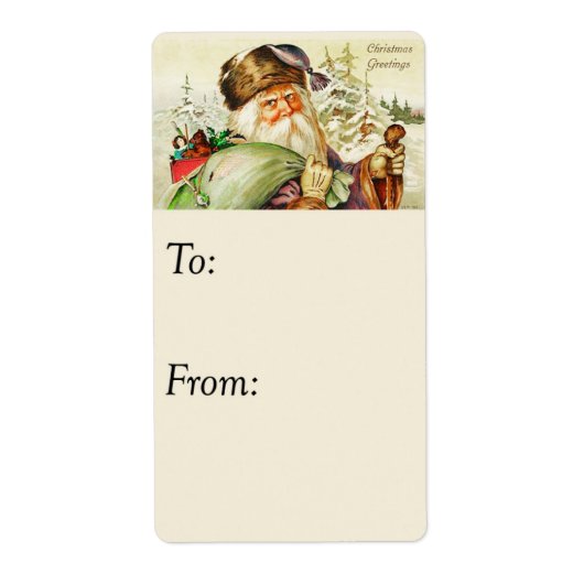 サンタのギフトのラベルからのヴィンテージのクリスマスの挨拶 ラベル (正面)
