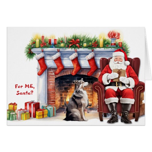 サンタのギフトオーストラリアの羊飼い犬のクリスマス (正面横)