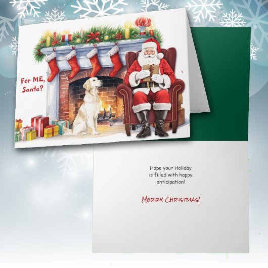 サンタのギフトゴールデンレトリバー犬かわいいクリスマス シーズンカード