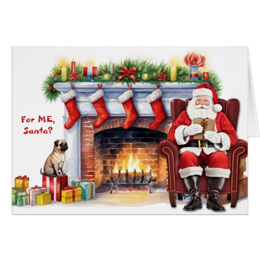 サンタのギフトパグ犬のクリスマス (正面横)