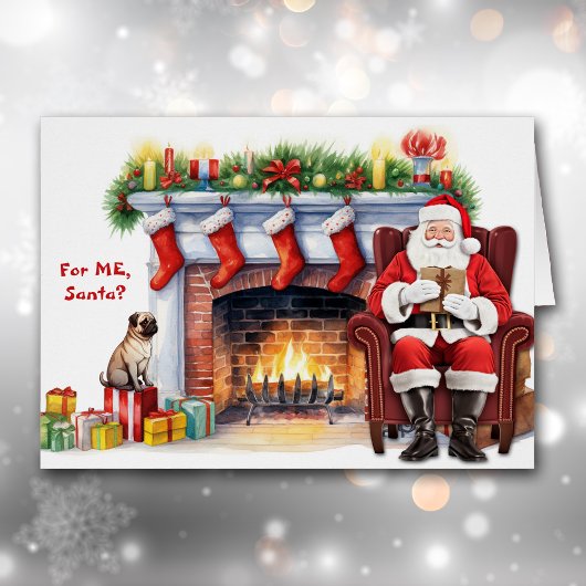 サンタのギフトパグ犬のクリスマス