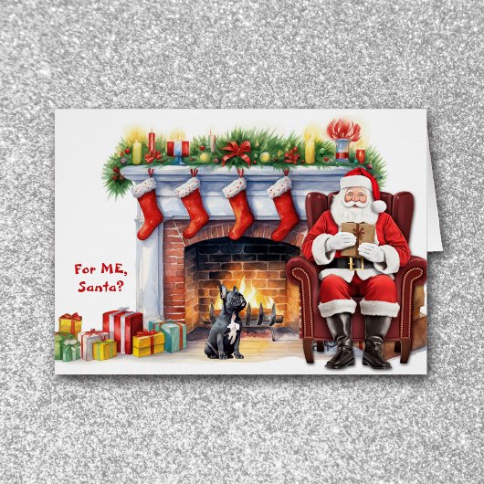 サンタのギフトブラックブルドッグフランスのクリスマス