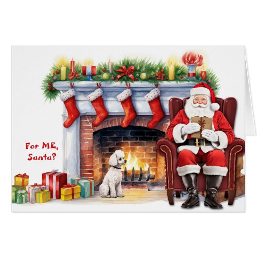 サンタのギフトホワイトトイプードルドッグクリスマス (正面横)