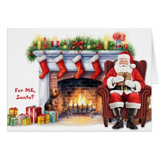 サンタのギフトヨークシャーテリアドッグクリスマス (正面横)