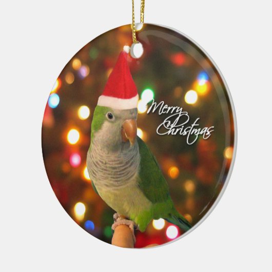 サンタのクエーカー教徒のインコのクリスマスのオーナメント セラミックオーナメント (左)