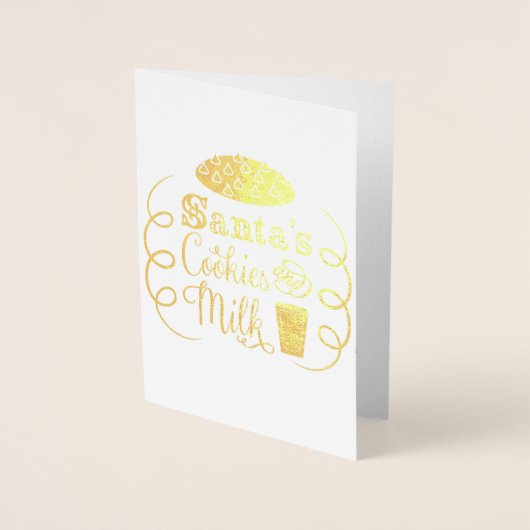 サンタのクッキーとミルクのクリスマスお洒落 箔カード (正面)