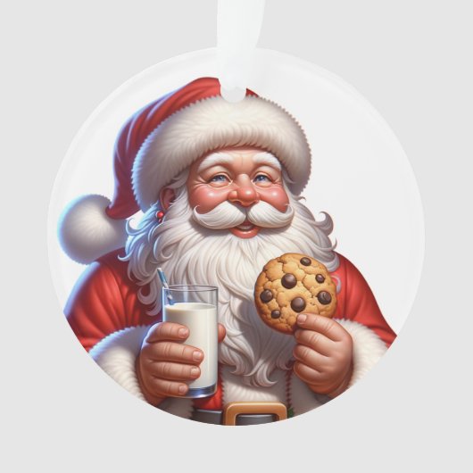 サンタのクッキーとミルク クリスマスアクリルオーナメント オーナメント (正面)