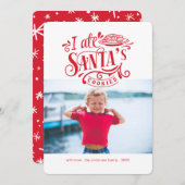 サンタのクッキーのホリデークリスマスフォトおもしろいカード シーズンカード (正面/裏面)