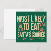 サンタのクッキーを最も食べそうなクリスマス家族 シーズンカード (正面/裏面)