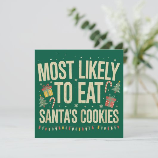 サンタのクッキーを最も食べそうなクリスマス家族 シーズンカード (スタンド正面)