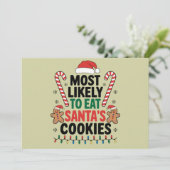 サンタのクッキーを最も食べそうな家族のクリスマス シーズンカード (スタンド正面)