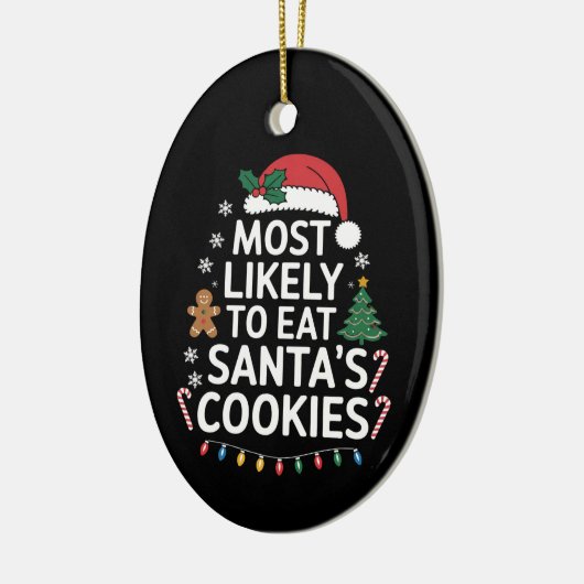 サンタのクッキーを最も食べそうな家族のクリスマス セラミックオーナメント (左)