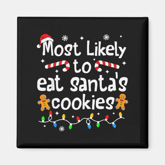 サンタのクッキーを食べそうな人 クリスマスマッチ マグネット (正面)