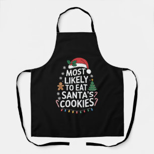 サンタのクッキーを食べちゃうよね ファミリー クリスマス エプロン