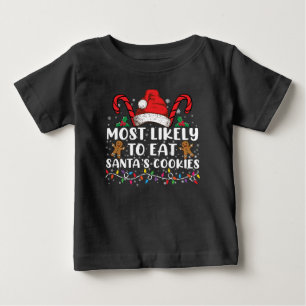サンタのクッキーを食べちゃうよね ファミリー クリスマス ベビーTシャツ