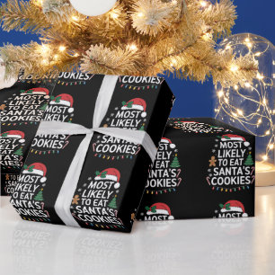 サンタのクッキーを食べちゃうよね ファミリー クリスマス ラッピングペーパー