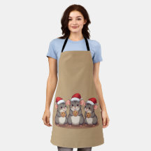 サンタのクッキーを食べるクリスマスのネズミたち エプロン