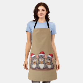 サンタのクッキーを食べるクリスマスのネズミたち エプロン