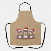 サンタのクッキーを食べるクリスマスのネズミたち エプロン (正面)