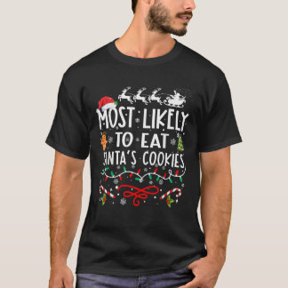 サンタのクッキーを食べる可能性大 ファミリーホリデー Tシャツ