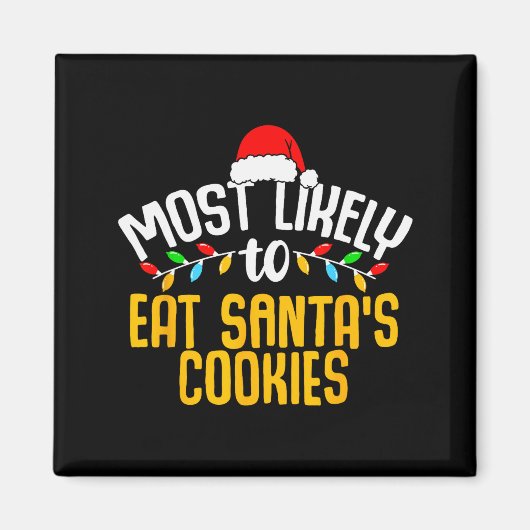 サンタのクッキーを食べる可能性大!面白い家族のクリスマスグッズ マグネット (正面)