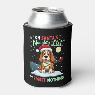 サンタのクリスマスいたずらリストに載っちゃった？気にしないバセットハウンド 缶クーラー