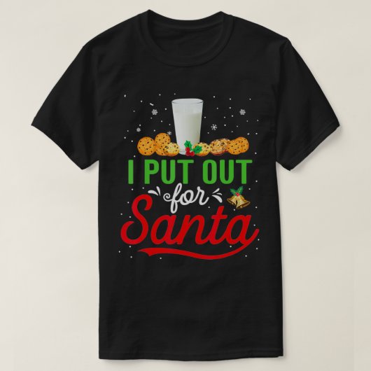 サンタのクリスマスおもしろいクッキーとミ Tシャツ (デザイン正面)