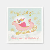 サンタのクリスマスそりのお誕生日パーティー スタンダードカクテルナプキン (正面)