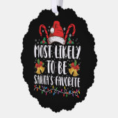 サンタのクリスマスになりそうお気に入りのだおもしろい オーナメントカード (左)