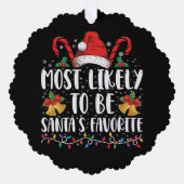 サンタのクリスマスになりそうお気に入りのだおもしろい オーナメントカード (正面)