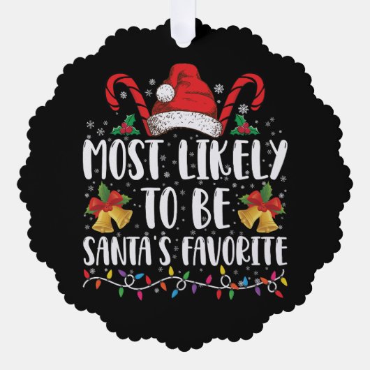 サンタのクリスマスになりそうお気に入りのだおもしろい オーナメントカード (正面)