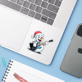 サンタのクリスマスのエレキギターを演奏する雪だるま シール (ノートパソコンとiPhone)