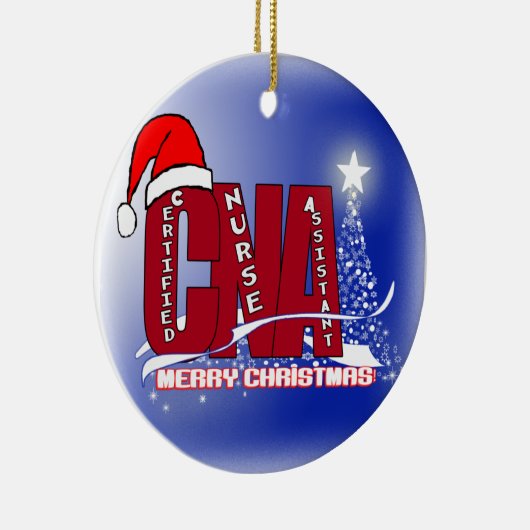 サンタのクリスマスのオーナメントの証明されたナースASSISはできます セラミックオーナメント (右)