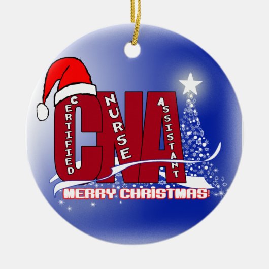 サンタのクリスマスのオーナメントの証明されたナースASSISはできます セラミックオーナメント (正面)