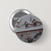 サンタのクリスマスの休日の雪の雪片によって凍っていられている氷 缶バッジ (正面&裏面)