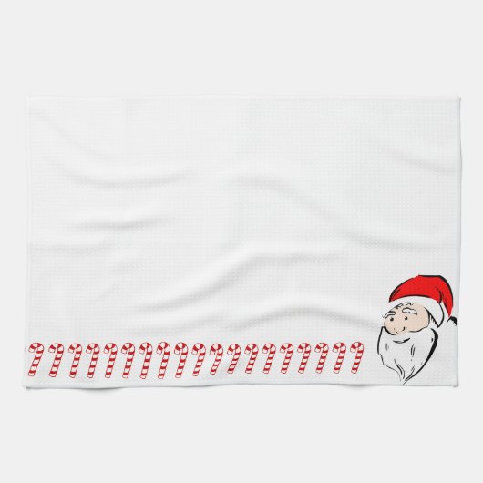 サンタのクリスマスの冬の12月の平和愛運命 キッチンタオル (横)