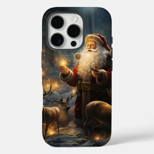 サンタのクリスマスの夜、雪の森 Case-Mate iPhoneケース (裏面)