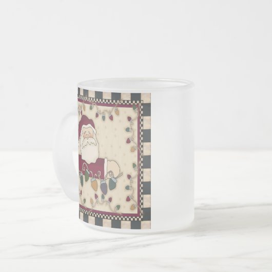 サンタのクリスマスの照明の球根のマグ フロストグラスマグカップ (正面左)