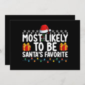 サンタのクリスマスの穴お気に入りのが最も多い 招待状 (正面/裏面)