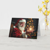 サンタのクリスマスの魔法 カード (黄色い花)